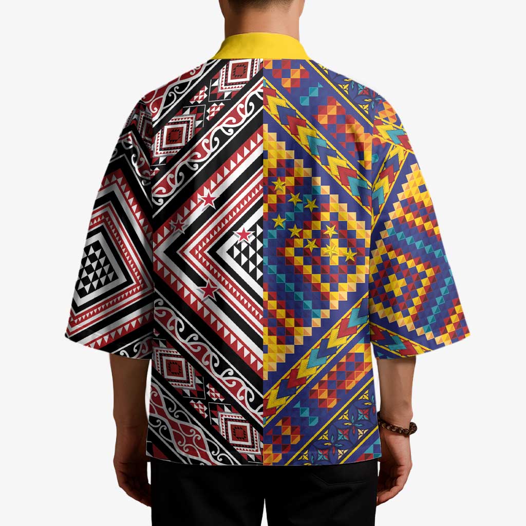 Tuvaluan and New Zealand Culture Kimono The Art of Kolose and Taniko LT03 - Polynesian Pride