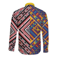 Tuvaluan and New Zealand Culture Long Sleeve Button Shirt The Art of Kolose and Taniko LT03 - Polynesian Pride