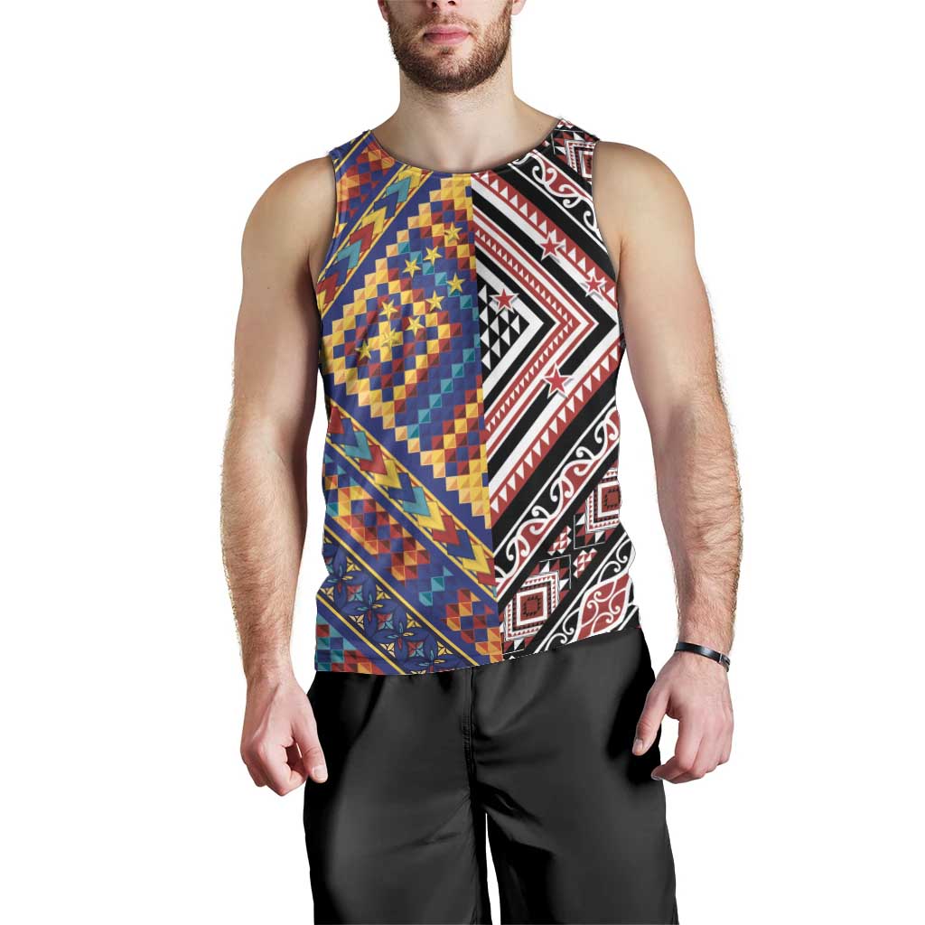 Tuvaluan and New Zealand Culture Men Tank Top The Art of Kolose and Taniko LT03 - Polynesian Pride