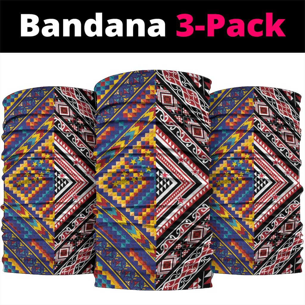 Tuvaluan and New Zealand Culture Neck Gaiter The Art of Kolose and Taniko LT03 package One Size: 25*50cm Navy - Polynesian Pride