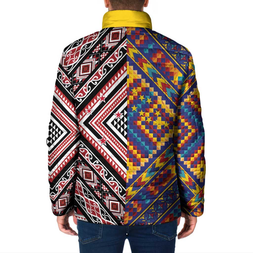 Tuvaluan and New Zealand Culture Padded Jacket The Art of Kolose and Taniko LT03 - Polynesian Pride