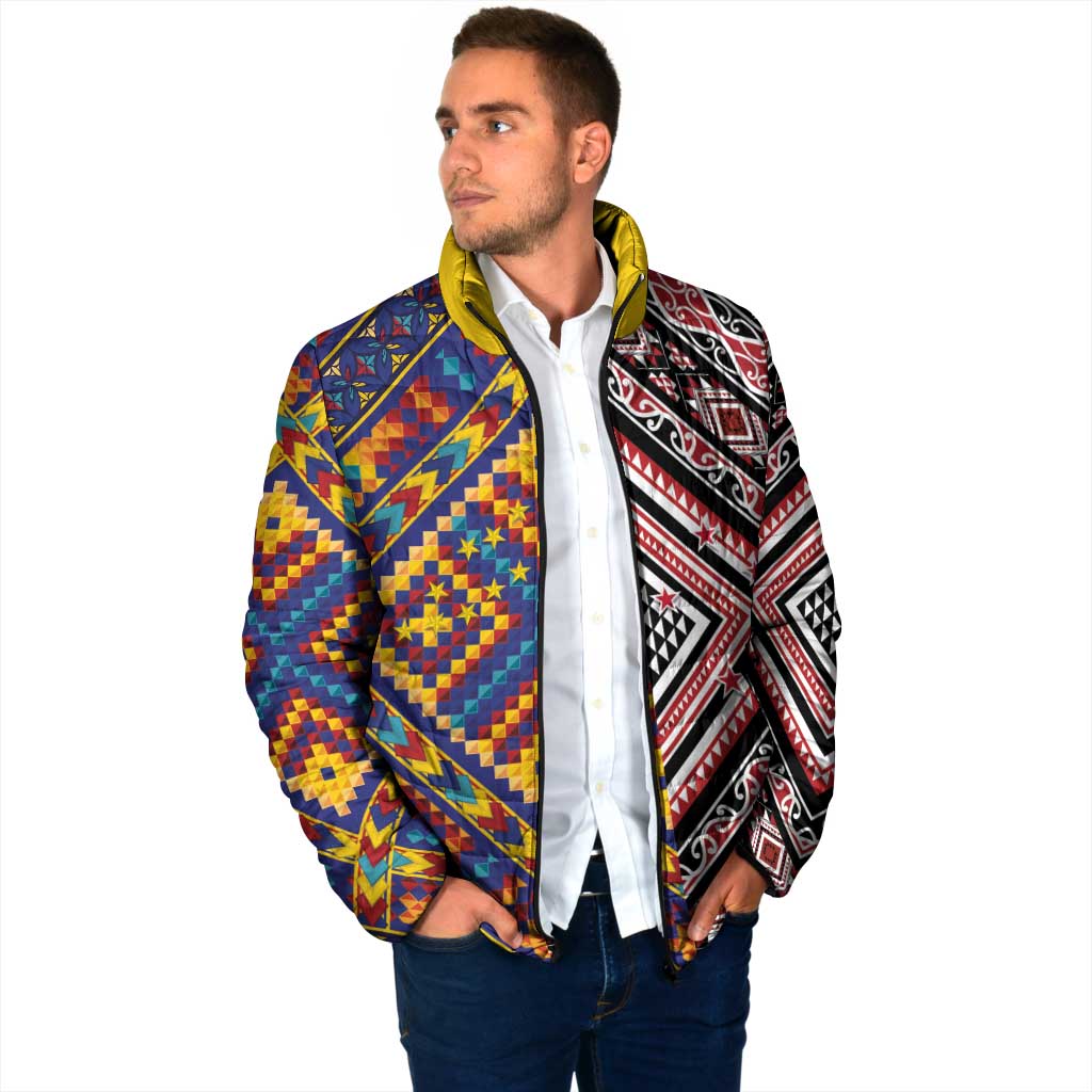 Tuvaluan and New Zealand Culture Padded Jacket The Art of Kolose and Taniko LT03 - Polynesian Pride