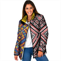 Tuvaluan and New Zealand Culture Padded Jacket The Art of Kolose and Taniko LT03 Women Navy - Polynesian Pride