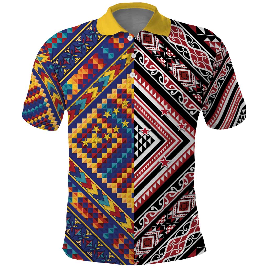 Tuvaluan and New Zealand Culture Polo Shirt The Art of Kolose and Taniko LT03 Navy - Polynesian Pride