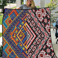 Tuvaluan and New Zealand Culture Quilt The Art of Kolose and Taniko LT03 Navy - Polynesian Pride