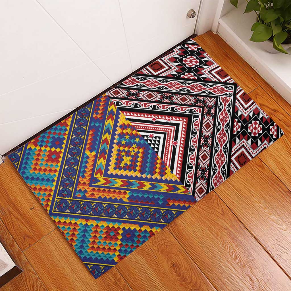 Tuvaluan and New Zealand Culture Rubber Doormat The Art of Kolose and Taniko LT03 - Polynesian Pride