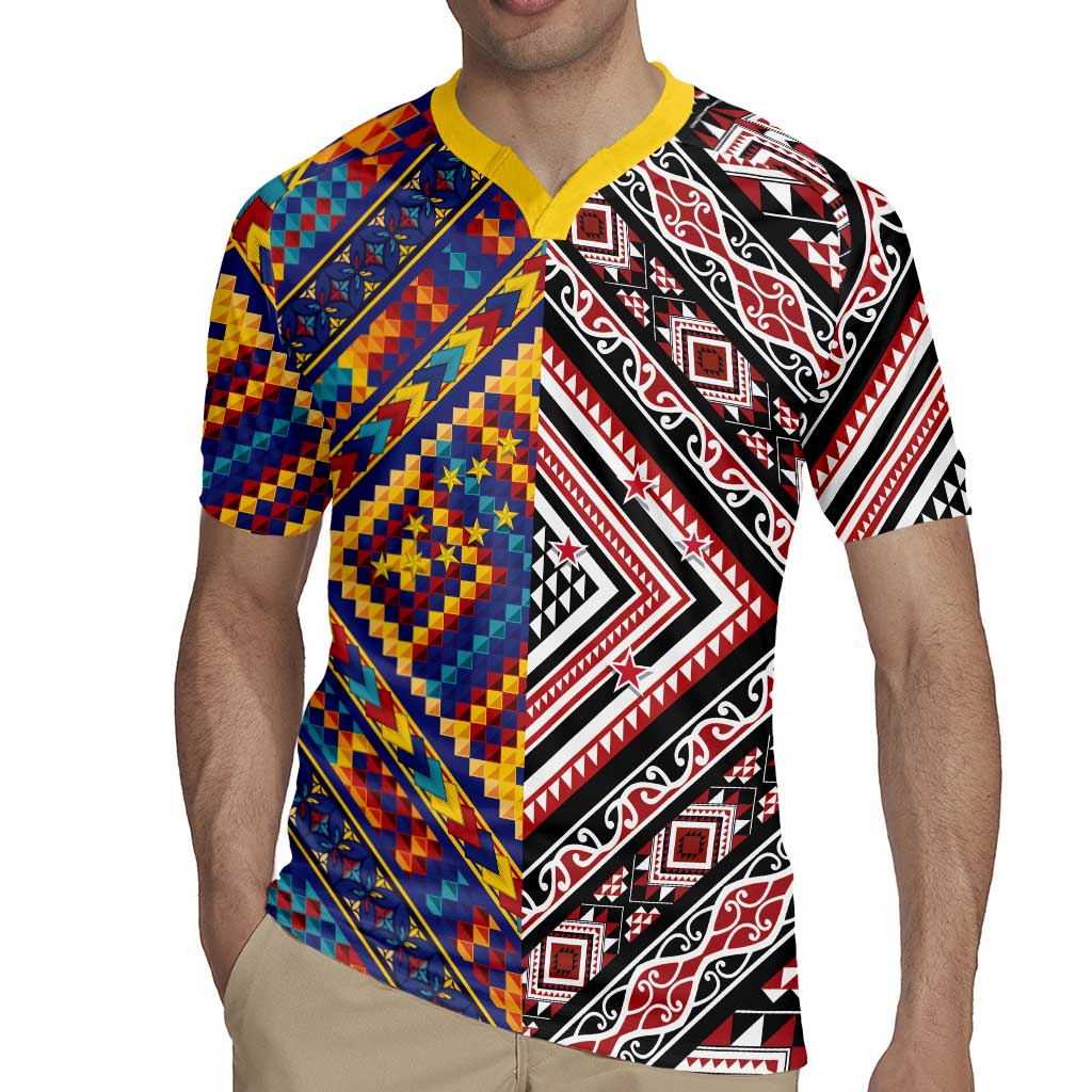 Tuvaluan and New Zealand Culture Rugby Jersey The Art of Kolose and Taniko LT03 - Polynesian Pride