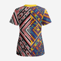 Tuvaluan and New Zealand Culture Scrub Top The Art of Kolose and Taniko LT03 - Polynesian Pride