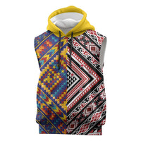Tuvaluan and New Zealand Culture Sleeveless Hoodie The Art of Kolose and Taniko LT03 Navy - Polynesian Pride