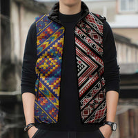 Tuvaluan and New Zealand Culture Sleeveless Puffer Jacket The Art of Kolose and Taniko LT03 - Polynesian Pride