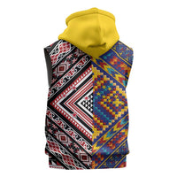 Tuvaluan and New Zealand Culture Sleeveless Zip Hoodie The Art of Kolose and Taniko LT03 - Polynesian Pride