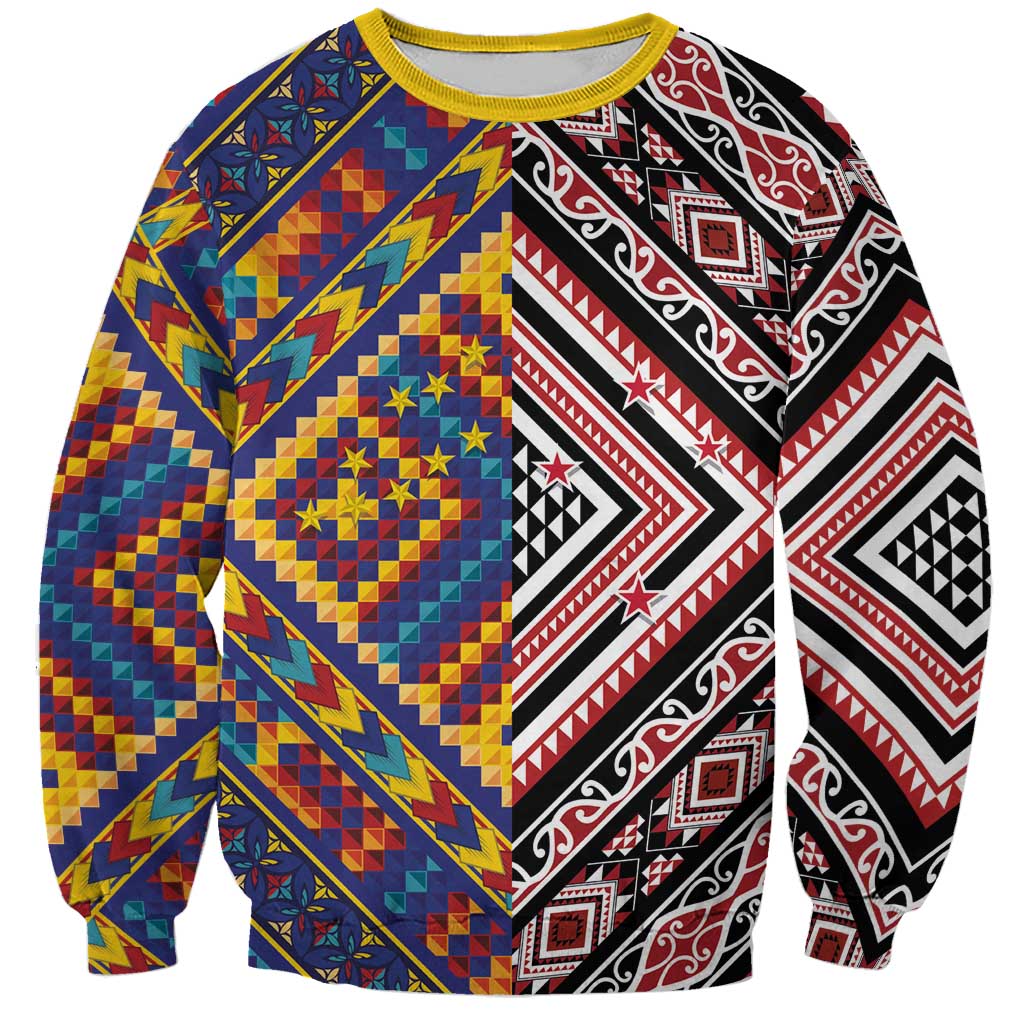 Tuvaluan and New Zealand Culture Sweatshirt The Art of Kolose and Taniko LT03 Unisex Navy - Polynesian Pride