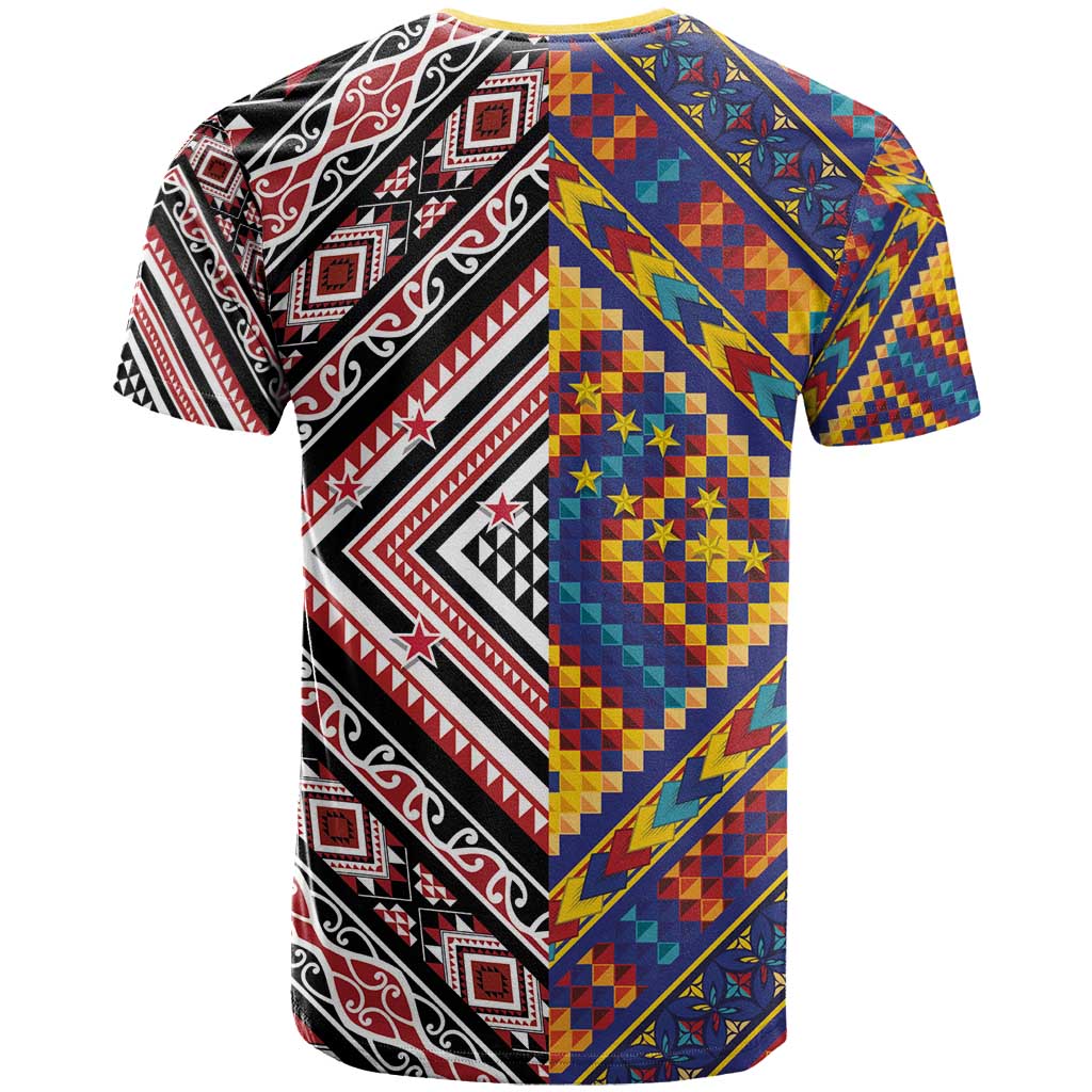 Tuvaluan and New Zealand Culture T Shirt The Art of Kolose and Taniko LT03 - Polynesian Pride