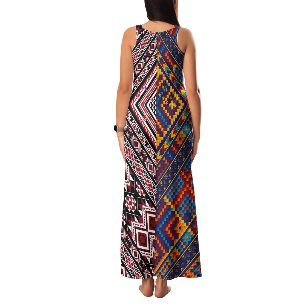 Tuvaluan and New Zealand Culture Tank Maxi Dress The Art of Kolose and Taniko LT03 - Polynesian Pride