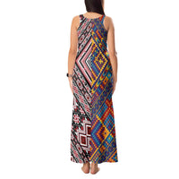 Tuvaluan and New Zealand Culture Tank Maxi Dress The Art of Kolose and Taniko LT03 - Polynesian Pride