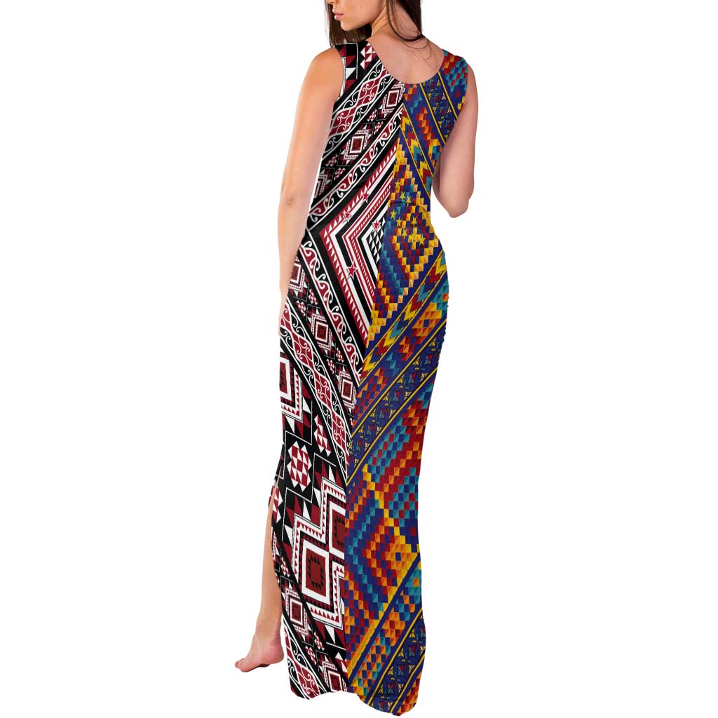 Tuvaluan and New Zealand Culture Tank Maxi Dress The Art of Kolose and Taniko LT03 - Polynesian Pride
