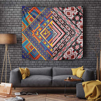 Tuvaluan and New Zealand Culture Tapestry The Art of Kolose and Taniko LT03 Navy - Polynesian Pride