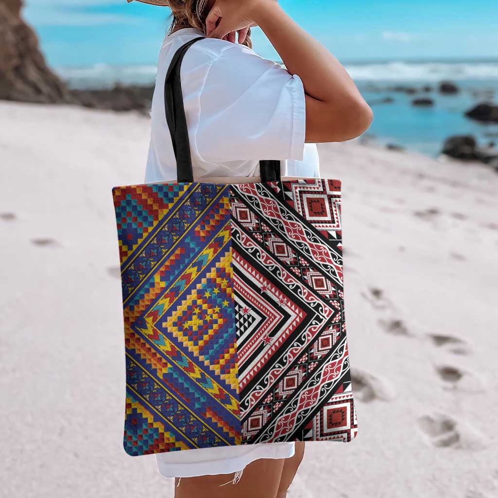 Tuvaluan and New Zealand Culture Tote Bag The Art of Kolose and Taniko LT03 - Polynesian Pride