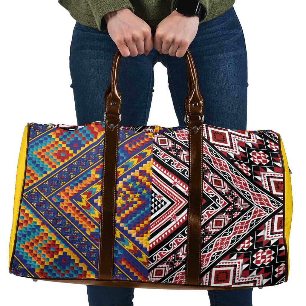 Tuvaluan and New Zealand Culture Travel Bag The Art of Kolose and Taniko LT03 Navy - Polynesian Pride
