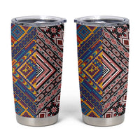 Tuvaluan and New Zealand Culture Tumbler Cup The Art of Kolose and Taniko LT03 Navy - Polynesian Pride