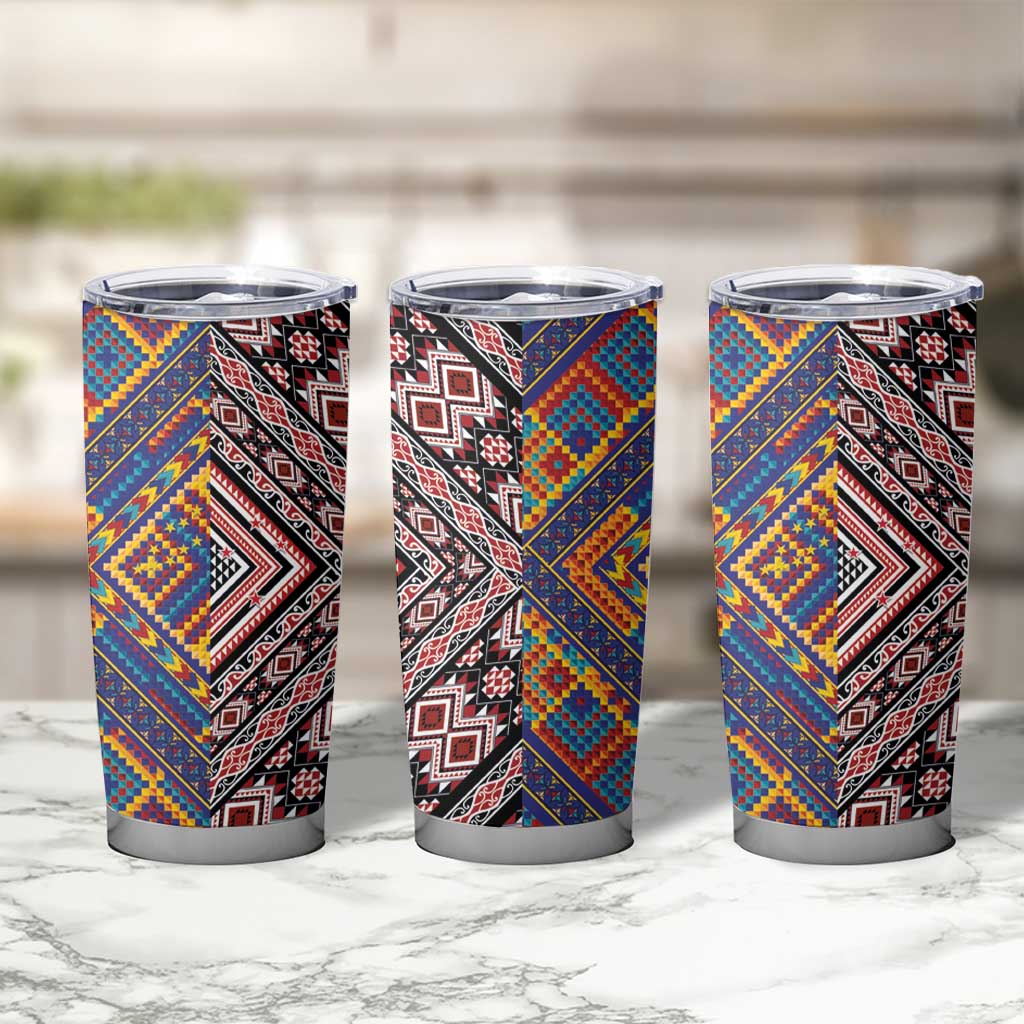 Tuvaluan and New Zealand Culture Tumbler Cup The Art of Kolose and Taniko LT03 - Polynesian Pride