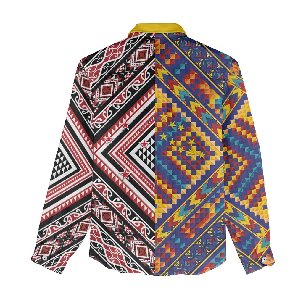 Tuvaluan and New Zealand Culture Women Casual Shirt The Art of Kolose and Taniko - Polynesian Pride