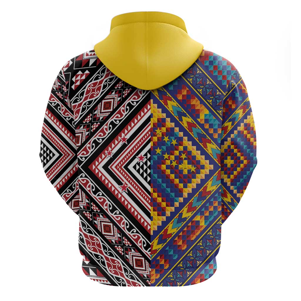 Tuvaluan and New Zealand Culture Zip Hoodie The Art of Kolose and Taniko LT03 - Polynesian Pride