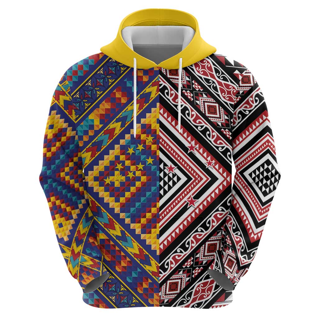 Tuvaluan and New Zealand Culture Zip Hoodie The Art of Kolose and Taniko LT03 - Polynesian Pride