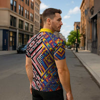 Tuvaluan and New Zealand Culture Zipper Polo Shirt The Art of Kolose and Taniko LT03 - Polynesian Pride