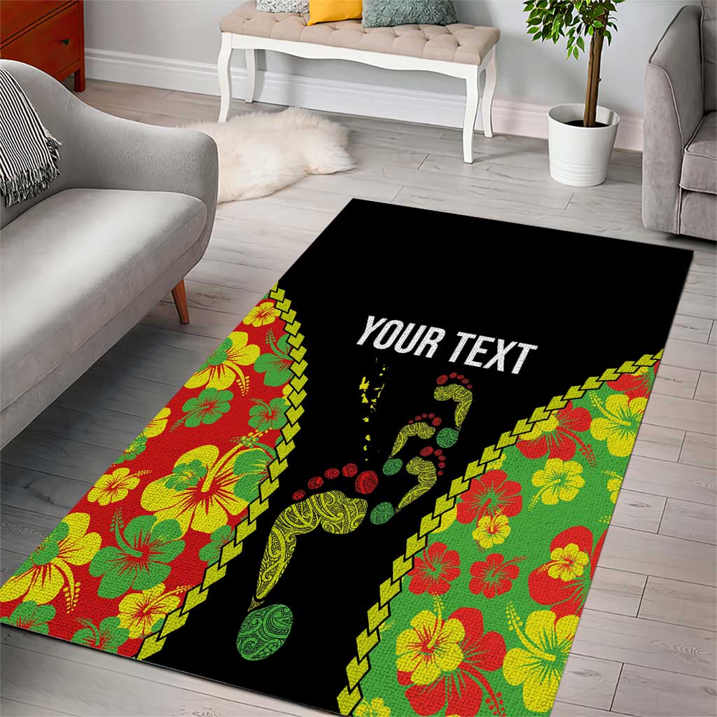 Personalised Vanuatu Running Area Rug Footprint and Hibiscus Polynesian Style LT03 - Polynesian Pride