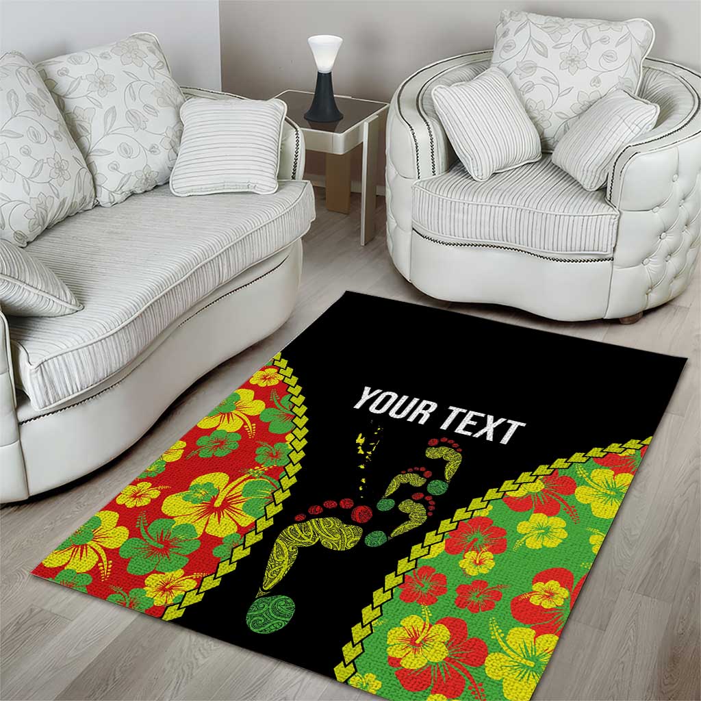 Personalised Vanuatu Running Area Rug Footprint and Hibiscus Polynesian Style LT03 - Polynesian Pride