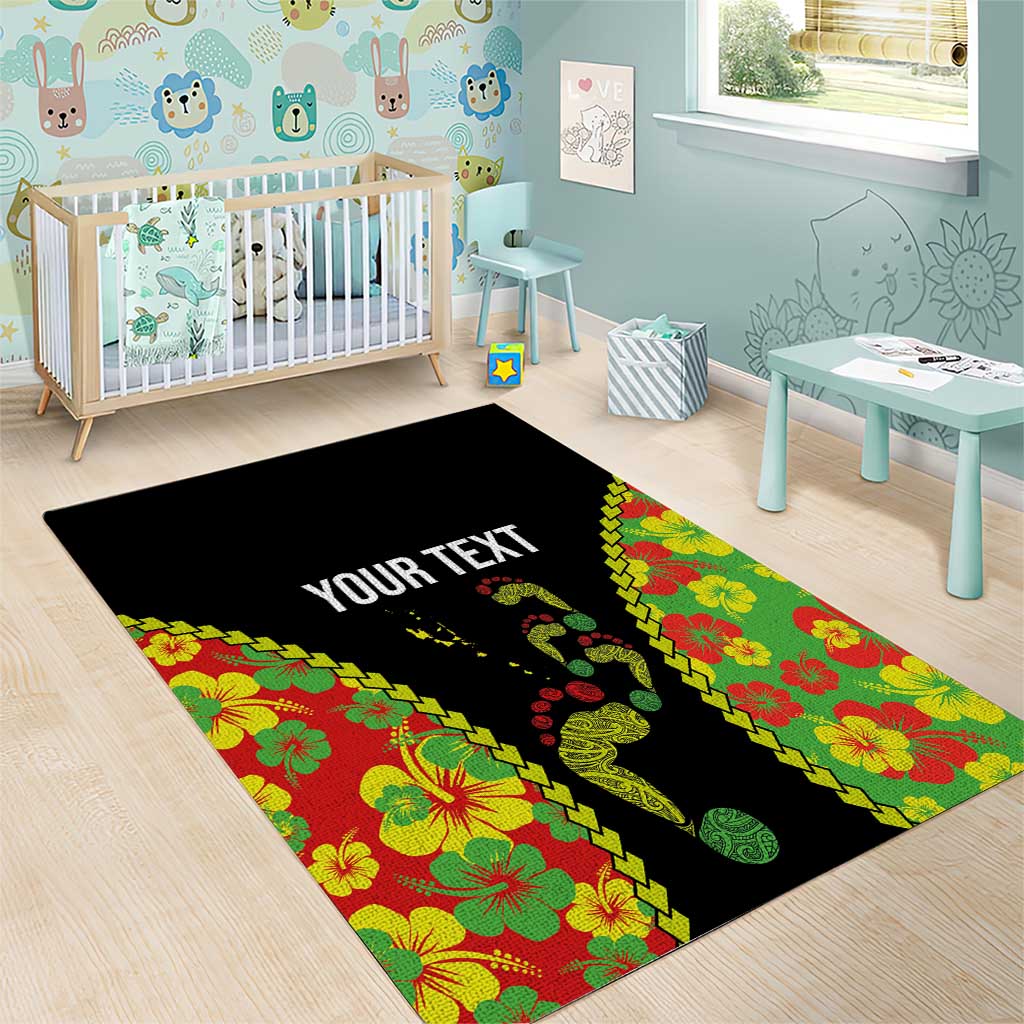 Personalised Vanuatu Running Area Rug Footprint and Hibiscus Polynesian Style LT03 - Polynesian Pride