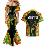 Personalised Vanuatu Running Couples Matching Mermaid Dress and Hawaiian Shirt Footprint and Hibiscus Polynesian Style LT03 - Polynesian Pride