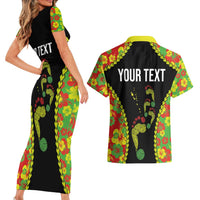 Personalised Vanuatu Running Couples Matching Short Sleeve Bodycon Dress and Hawaiian Shirt Footprint and Hibiscus Polynesian Style LT03 - Polynesian Pride