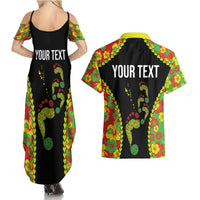 Personalised Vanuatu Running Couples Matching Summer Maxi Dress and Hawaiian Shirt Footprint and Hibiscus Polynesian Style LT03 - Polynesian Pride