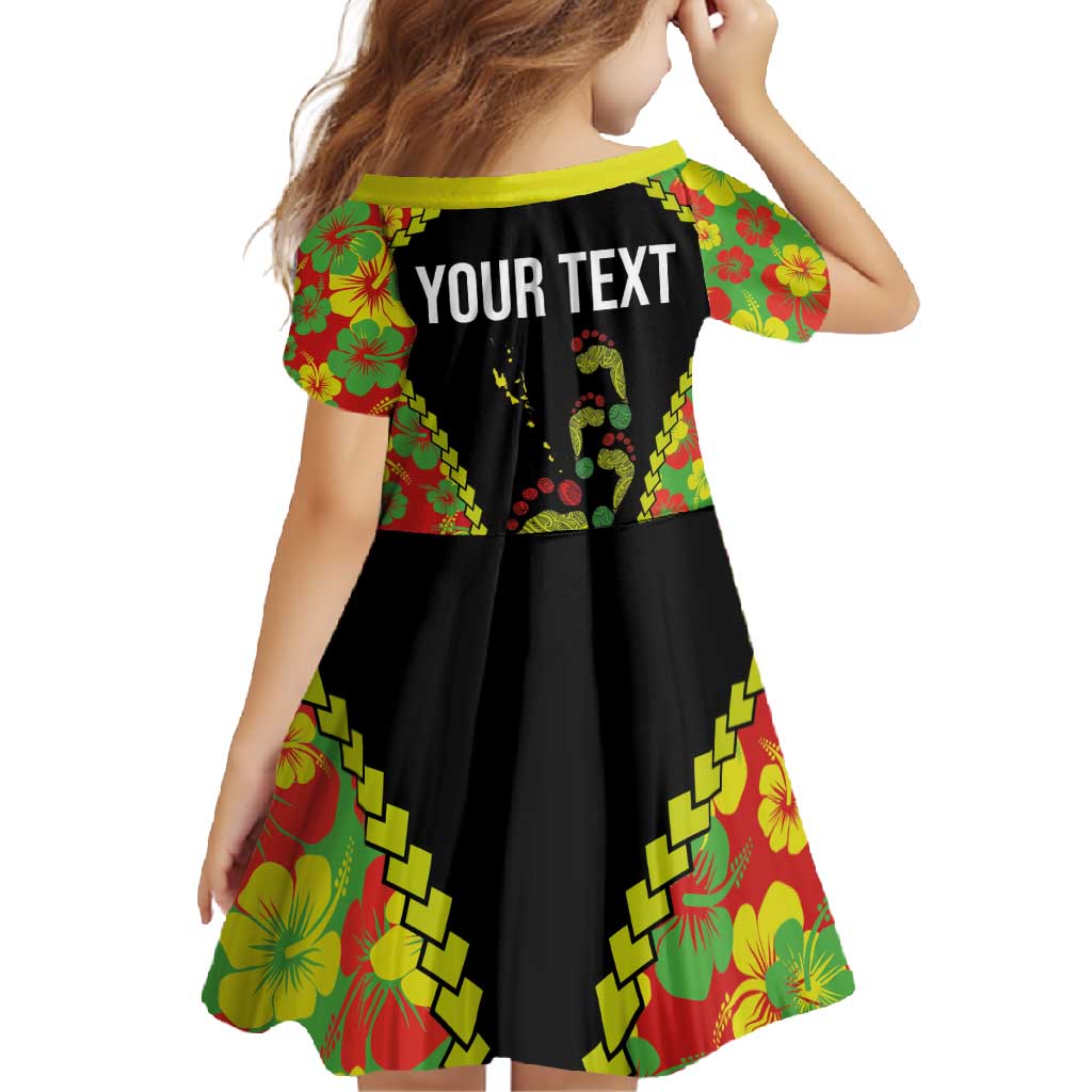 Personalised Vanuatu Running Family Matching Mermaid Dress and Hawaiian Shirt Footprint and Hibiscus Polynesian Style LT03 - Polynesian Pride