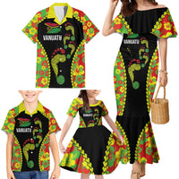 Personalised Vanuatu Running Family Matching Mermaid Dress and Hawaiian Shirt Footprint and Hibiscus Polynesian Style LT03 - Polynesian Pride