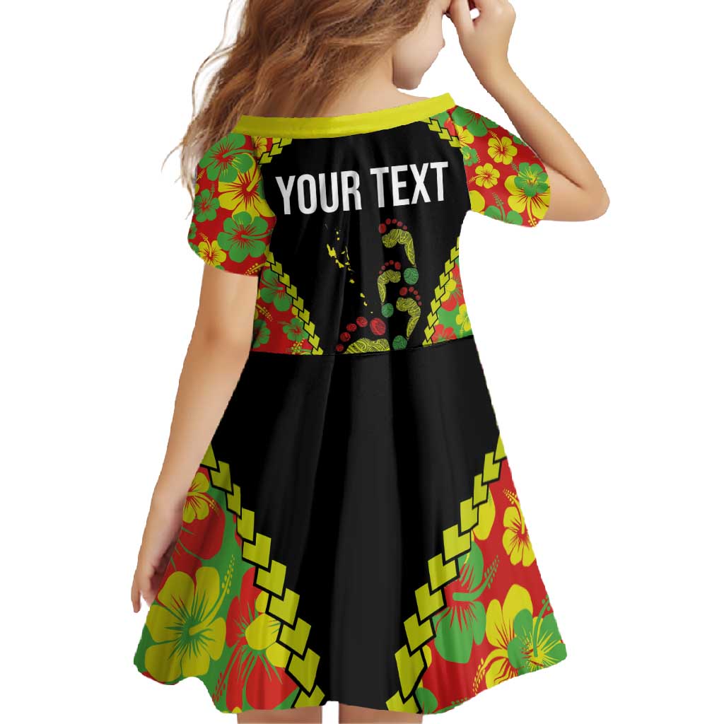 Personalised Vanuatu Running Family Matching Off Shoulder Maxi Dress and Hawaiian Shirt Footprint and Hibiscus Polynesian Style LT03 - Polynesian Pride