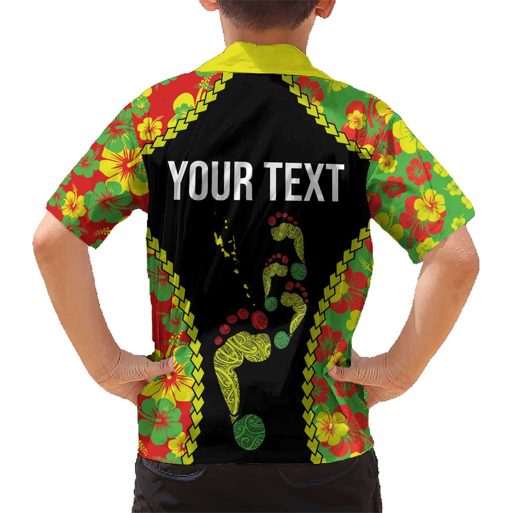 Personalised Vanuatu Running Family Matching Short Sleeve Bodycon Dress and Hawaiian Shirt Footprint and Hibiscus Polynesian Style LT03 - Polynesian Pride