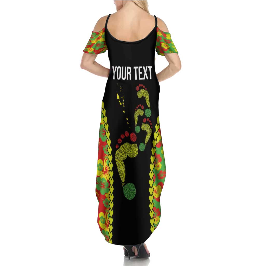 Personalised Vanuatu Running Family Matching Summer Maxi Dress and Hawaiian Shirt Footprint and Hibiscus Polynesian Style LT03 - Polynesian Pride