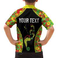 Personalised Vanuatu Running Family Matching Tank Maxi Dress and Hawaiian Shirt Footprint and Hibiscus Polynesian Style LT03 - Polynesian Pride
