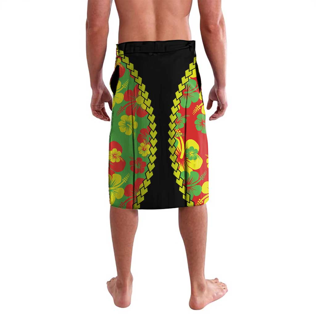 Personalised Vanuatu Running Lavalava Footprint and Hibiscus Polynesian Style