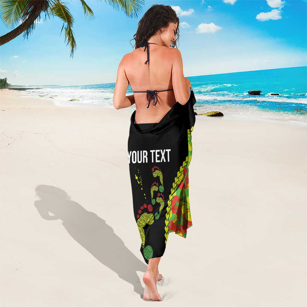 Personalised Vanuatu Running Sarong Footprint and Hibiscus Polynesian Style