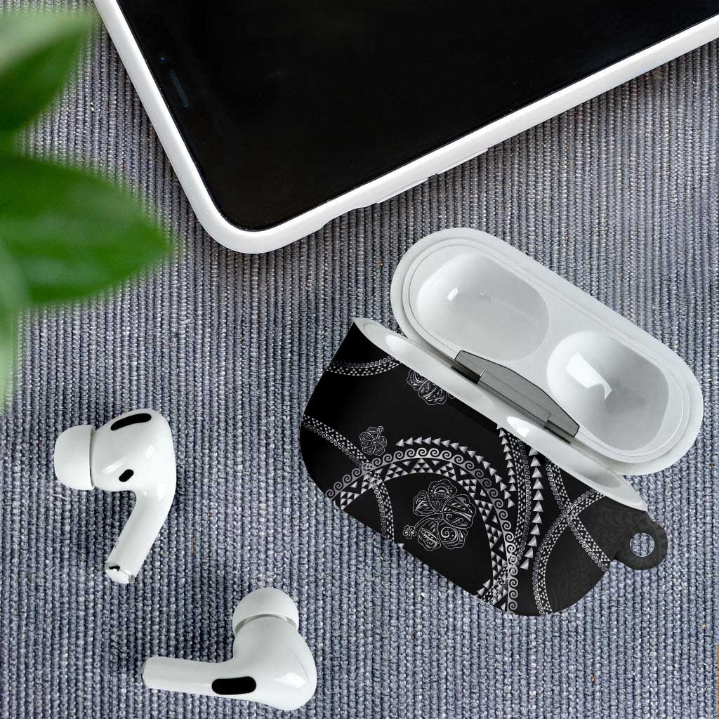 Hawaiian Kakau Art and Hisbiscus Tattoo AirPods Case Tribal Pattern-Silver Style - Polynesian Pride