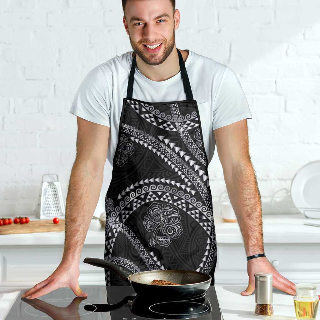 Hawaiian Kakau Art and Hisbiscus Tattoo Apron Tribal Pattern-Silver Style - Polynesian Pride