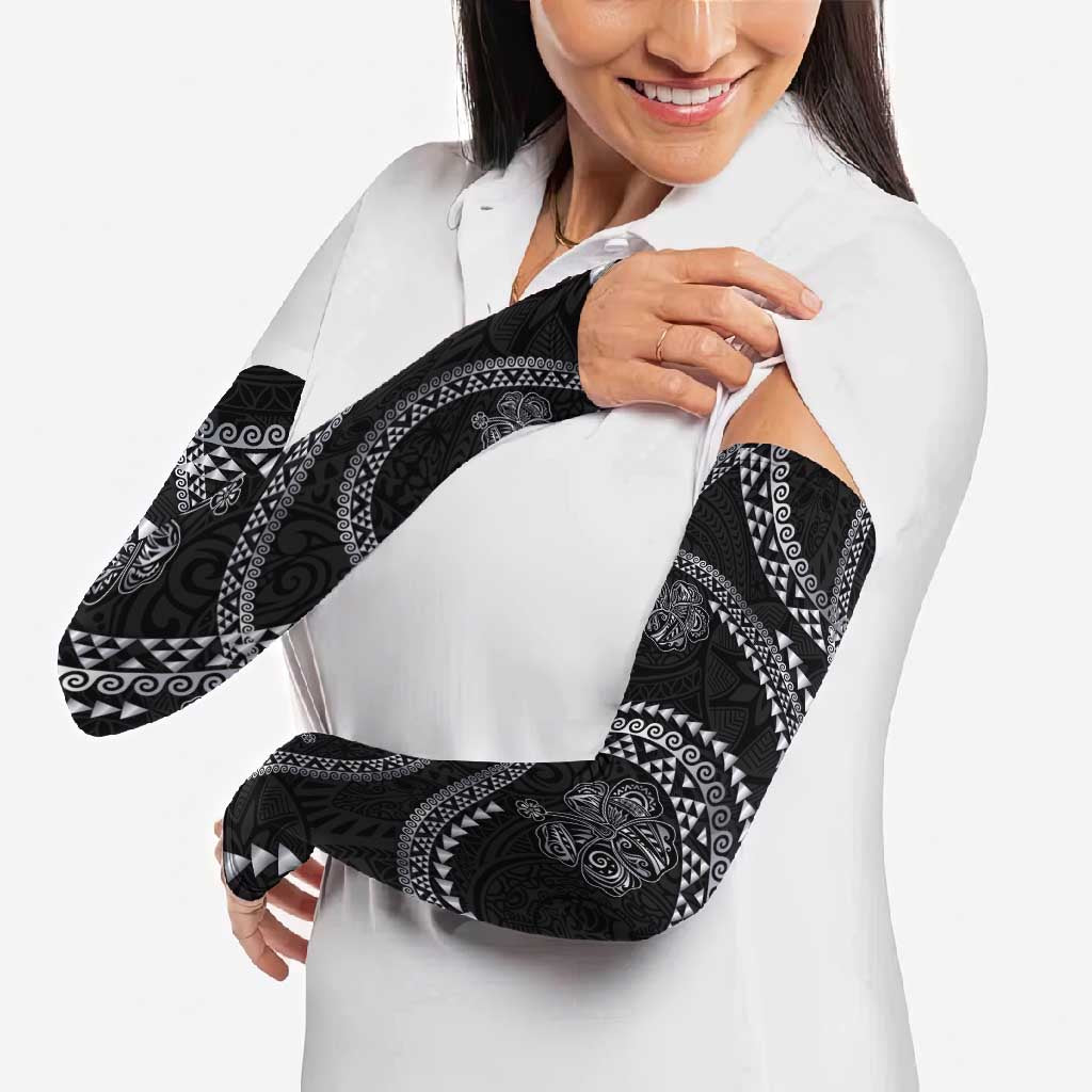Hawaiian Kakau Art and Hisbiscus Tattoo Arm Sleeves Tribal Pattern-Silver Style - Polynesian Pride