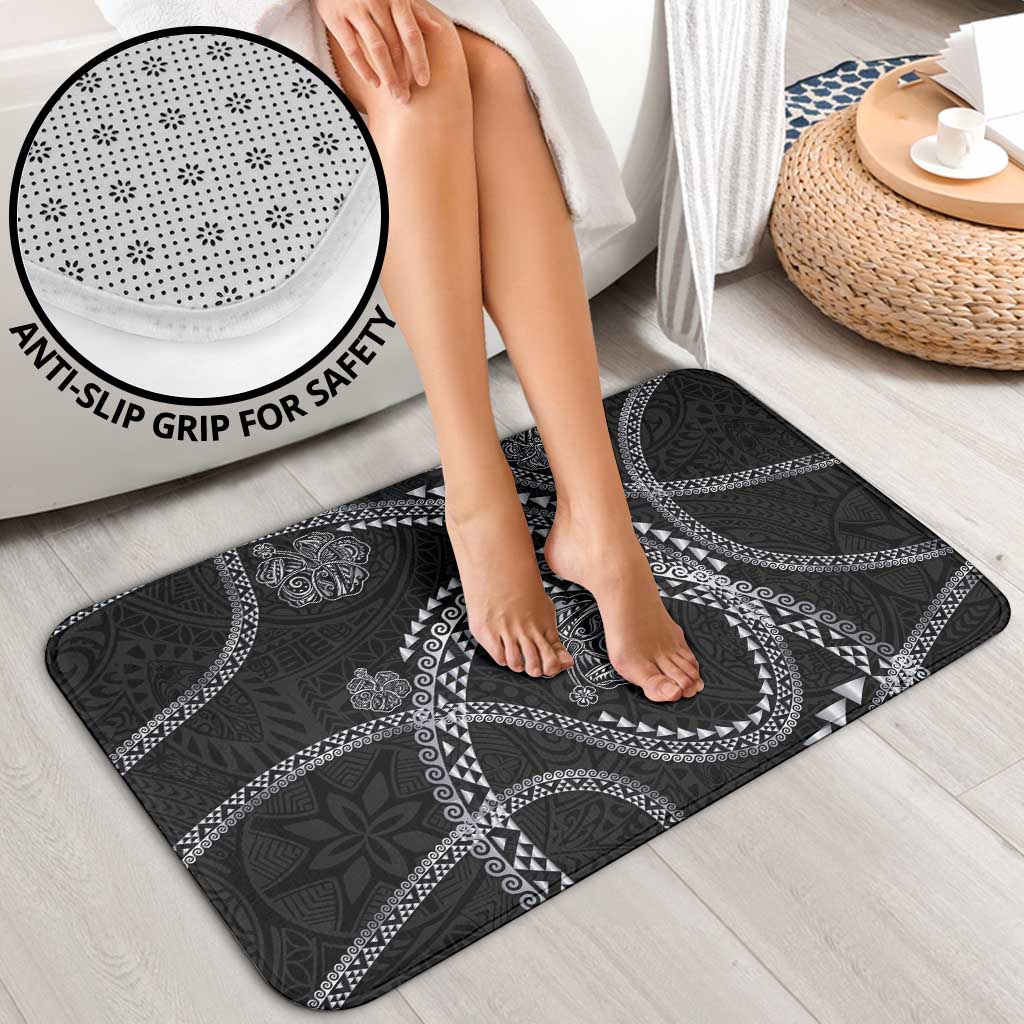 Hawaiian Kakau Art and Hisbiscus Tattoo Bathroom Set Tribal Pattern-Silver Style - Polynesian Pride