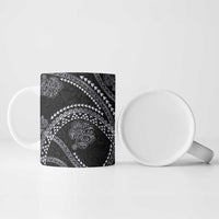 Hawaiian Kakau Art and Hisbiscus Tattoo Ceramic Mug Tribal Pattern-Silver Style LT03 - Polynesian Pride