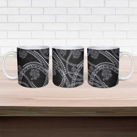 Hawaiian Kakau Art and Hisbiscus Tattoo Ceramic Mug Tribal Pattern-Silver Style LT03 - Polynesian Pride
