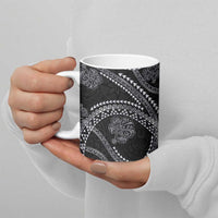 Hawaiian Kakau Art and Hisbiscus Tattoo Ceramic Mug Tribal Pattern-Silver Style LT03 - Polynesian Pride